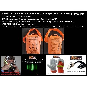 ASE30 LARGE SOFT CASE 30 Minute Fire Escape Smoke Hood SAFETY KIT